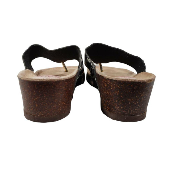 Muk Luks Womens sz 9 Flip Flop Sandals Cara Black Ikat White Jungle Slip Ons New - Picture 6 of 9